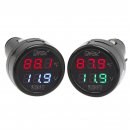 2 PCS/LOT DC 12V 24V Voltage Temperature Monitor Panel Meter Dual-display Voltmeter Thermometer 2in1 Digital Meter/Car Meter