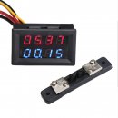 Digital Tester DC0~100V/20A Dual Display Voltmeter Ammeter DC 12V 24V Positive and Negative Monitor Panel Meter + 20A Shunt