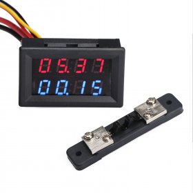 Digital Tester DC0~100V/20A Dual Display Voltmeter Ammeter DC 12V 24V Positive and Negative Monitor Panel Meter + 20A Shunt