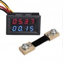 2in1 Digital Voltmeter Ammeter DC 0~100V/100A Dual Display Voltage Current Meter DC 12V 24V Digital Meter/Tester + 100A Shunt